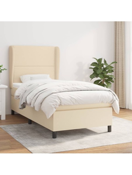 Boxspringbett mit Matratze Creme 90x190 cm Stoff