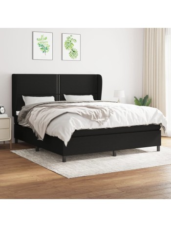 Boxspringbett mit Matratze Schwarz 180x200 cm Stoff