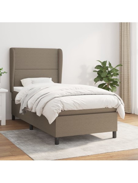 Boxspringbett mit Matratze Taupe 100x200 cm Stoff