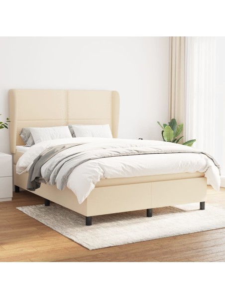 Boxspringbett mit Matratze Creme 140x200 cm Stoff