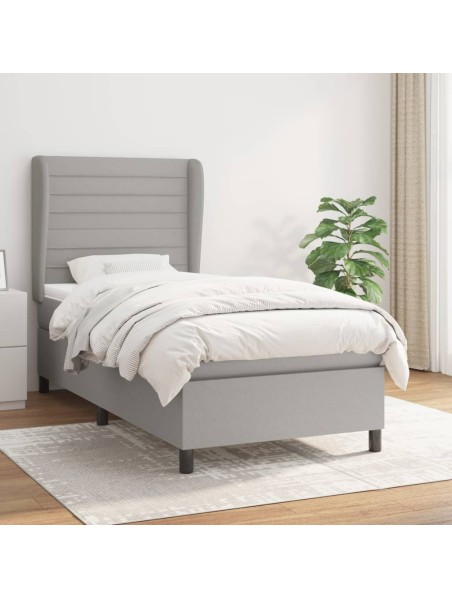 Boxspringbett mit Matratze Hellgrau 90x190 cm Stoff