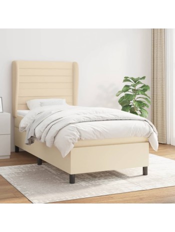 Boxspringbett mit Matratze Creme 90x200 cm Stoff