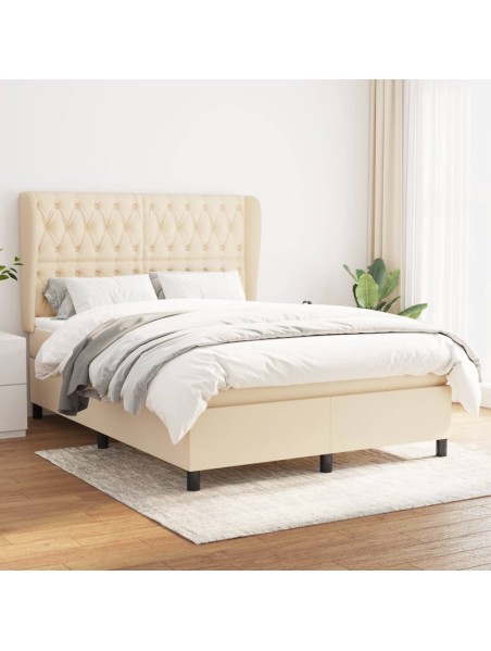 Boxspringbett mit Matratze Creme 140x200 cm Stoff