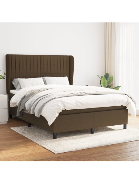 Boxspringbett mit Matratze Dunkelbraun 140x200 cm Stoff