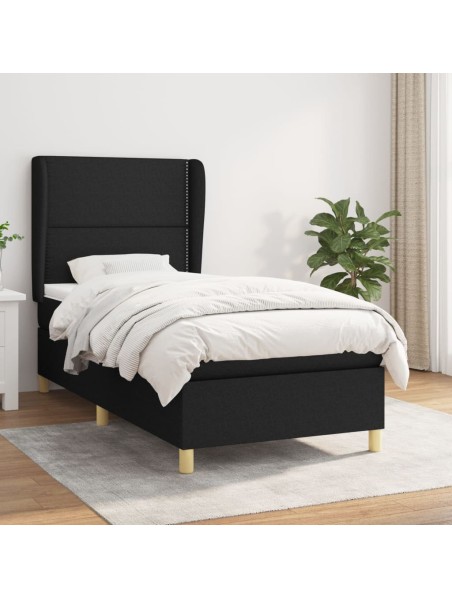 Boxspringbett mit Matratze Schwarz 90x190 cm Stoff