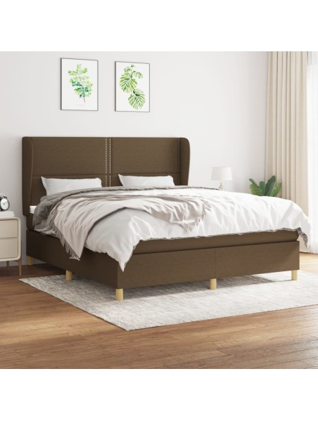 Boxspringbett mit Matratze Dunkelbraun 180x200 cm Stoff