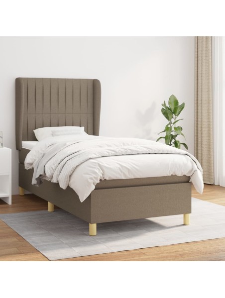 Boxspringbett mit Matratze Taupe 100x200 cm Stoff