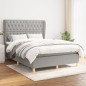 Boxspringbett mit Matratze Hellgrau 140x190 cm Stoff