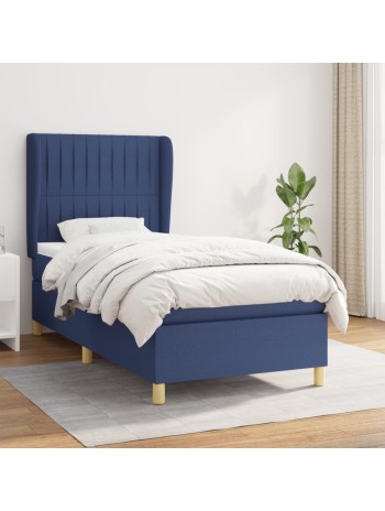 Boxspringbett mit Matratze Blau 100x200 cm Stoff