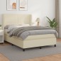 Boxspringbett mit Matratze Creme 140x190 cm Kunstleder