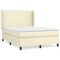 Boxspringbett mit Matratze Creme 140x190 cm Kunstleder