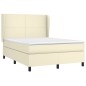 Boxspringbett mit Matratze Creme 140x190 cm Kunstleder