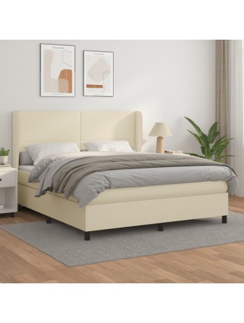 Boxspringbett mit Matratze Creme 160x200 cm Kunstleder