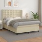 Boxspringbett mit Matratze Creme 140x190 cm Kunstleder