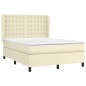 Boxspringbett mit Matratze Creme 140x190 cm Kunstleder