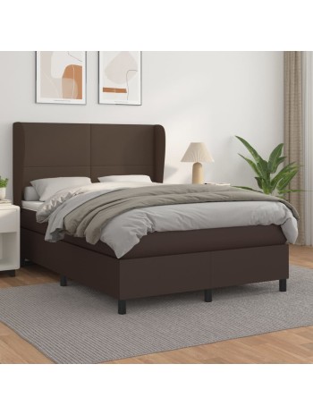 Boxspringbett mit Matratze Braun 140x200 cm Kunstleder