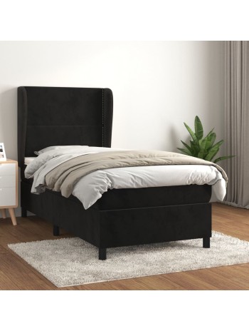 Boxspringbett mit Matratze Schwarz 90x190 cm Samt