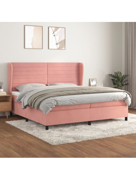 Boxspringbett mit Matratze Rosa 200x200 cm Samt