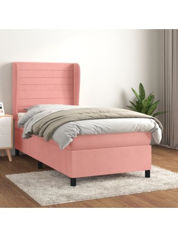 Boxspringbett mit Matratze Rosa 90x200 cm Samt