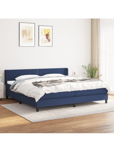 Boxspringbett mit Matratze Blau 200x200 cm Stoff