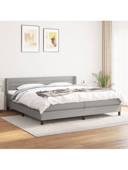 Boxspringbett mit Matratze Hellgrau 200x200 cm Stoff