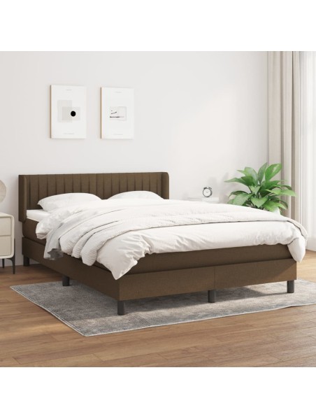 Boxspringbett mit Matratze Dunkelbraun 140x200 cm Stoff