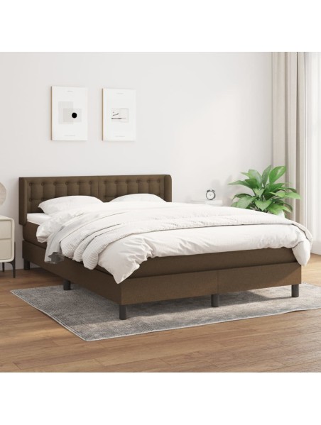 Boxspringbett mit Matratze Dunkelbraun 140x190 cm Stoff