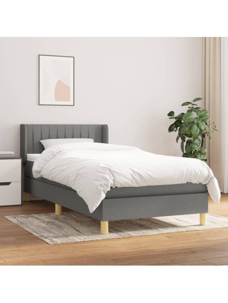 Boxspringbett mit Matratze Dunkelgrau 90x200 cm Stoff