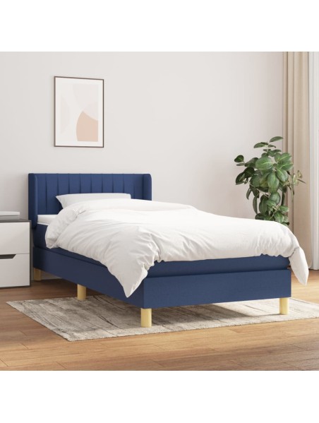 Boxspringbett mit Matratze Blau 90x190 cm Stoff