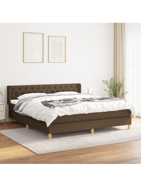 Boxspringbett mit Matratze Dunkelbraun 160x200 cm Stoff