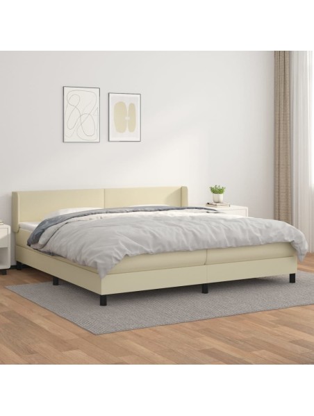 Boxspringbett mit Matratze Creme 200x200 cm Kunstleder