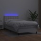 Boxspringbett mit Matratze & LED Weiß 90x190 cm Kunstleder