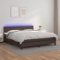 Boxspringbett mit Matratze & LED Braun 160x200 cm Kunstleder