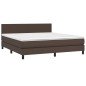 Boxspringbett mit Matratze & LED Braun 160x200 cm Kunstleder