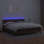 Boxspringbett mit Matratze & LED Braun 160x200 cm Kunstleder