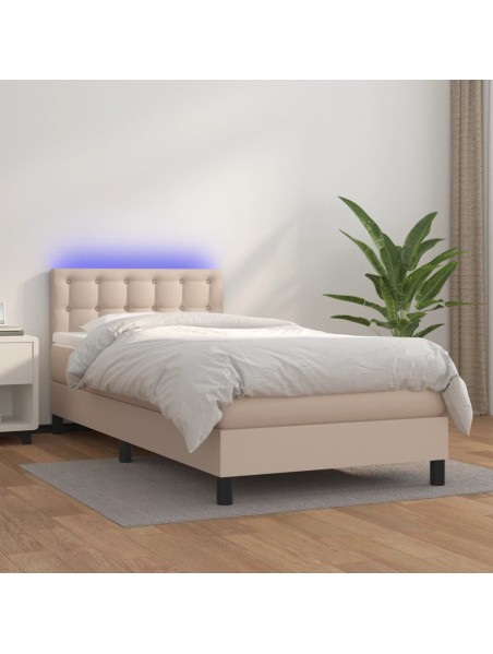 Boxspringbett mit Matratze & LED Cappuccino-Braun 80x200cm