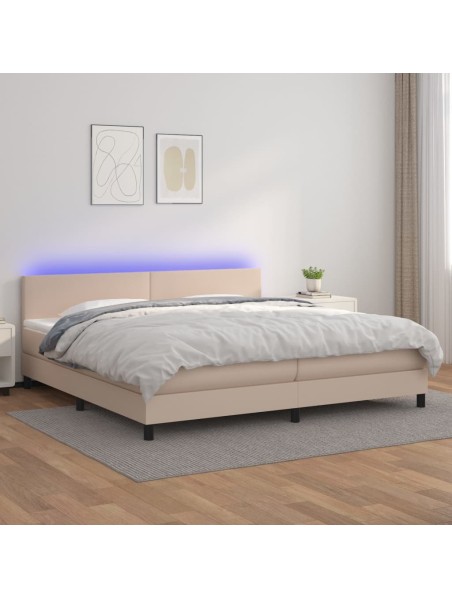 Boxspringbett mit Matratze & LED Cappuccino-Braun 200x200cm