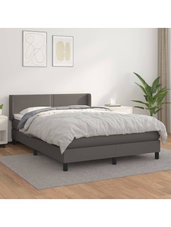 Boxspringbett mit Matratze Grau 140x190 cm Kunstleder