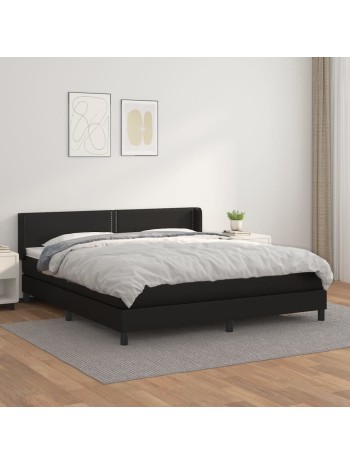 Boxspringbett mit Matratze Schwarz 160x200 cm Kunstleder