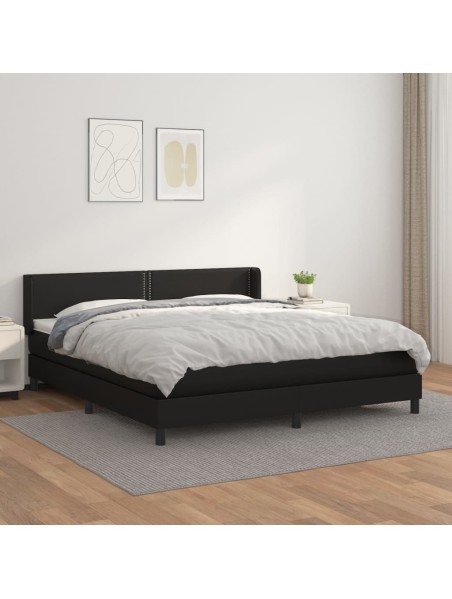 Boxspringbett mit Matratze Schwarz 160x200 cm Kunstleder