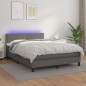 Boxspringbett mit Matratze & LED Grau 140x190 cm Kunstleder