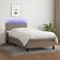 Boxspringbett mit Matratze & LED Taupe 100x200 cm Stoff