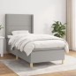 Boxspringbett mit Matratze Hellgrau 90x190 cm Stoff