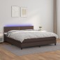 Boxspringbett mit Matratze & LED Braun 180x200 cm Kunstleder