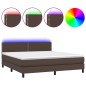 Boxspringbett mit Matratze & LED Braun 180x200 cm Kunstleder