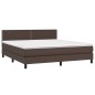 Boxspringbett mit Matratze & LED Braun 180x200 cm Kunstleder