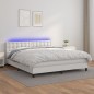 Boxspringbett mit Matratze & LED Weiß 180x200 cm Kunstleder