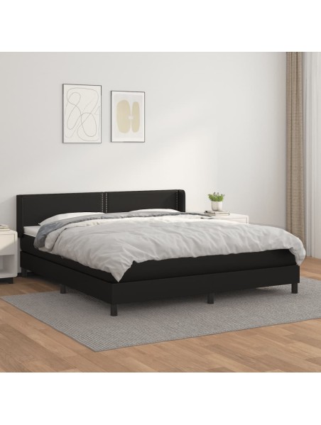 Boxspringbett mit Matratze Schwarz 180x200 cm Kunstleder