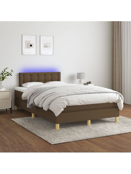 Boxspringbett mit Matratze & LED Dunkelbraun 120x200 cm Stoff