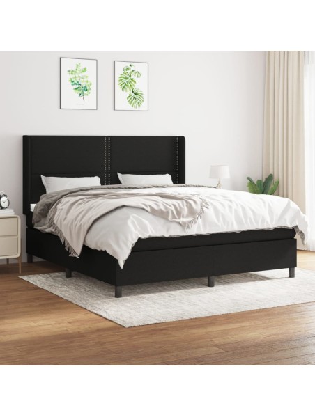 Boxspringbett mit Matratze Schwarz 160x200 cm Stoff